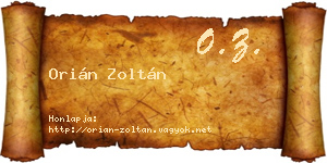 Orián Zoltán névjegykártya