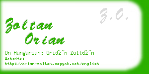 zoltan orian business card